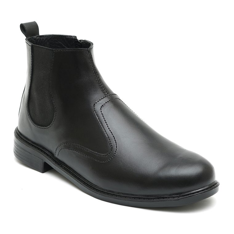 Black leather chelsea boots